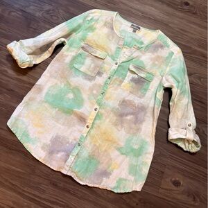 JM Collection Linen Pastel Button-Down Shirt
